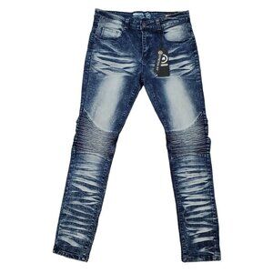 Mecca Stretch Fit Jeans Acid Crinkle Moto Lines Skinny MC-B1501 Boys 16